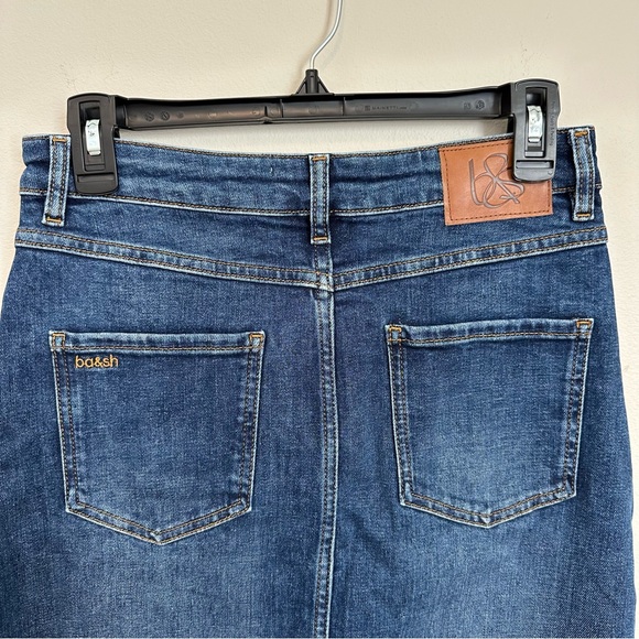 Evereve ba&sh Vicky Denim Skirt Size 36 NWT Colorblock Midi Skirt High Rise - Picture 7 of 12